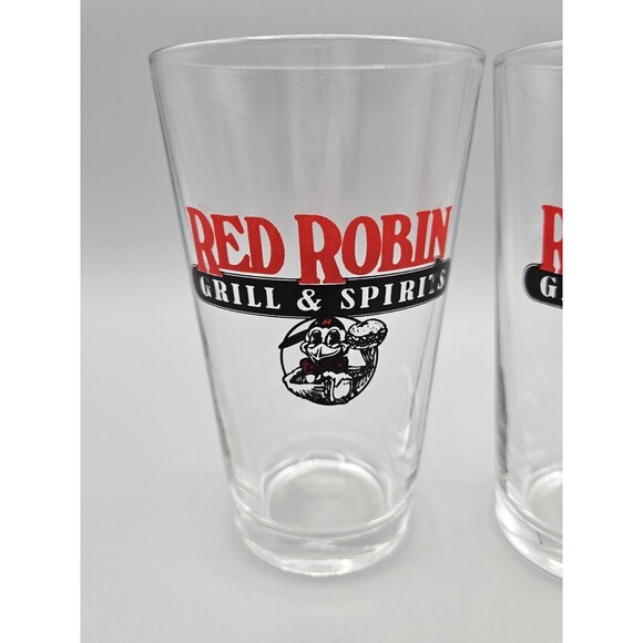 Libbey Glass Red Robin Grill & Spirits Tumblers Set Of 2 Tall Drinking Glasses - Picture 3 of 5